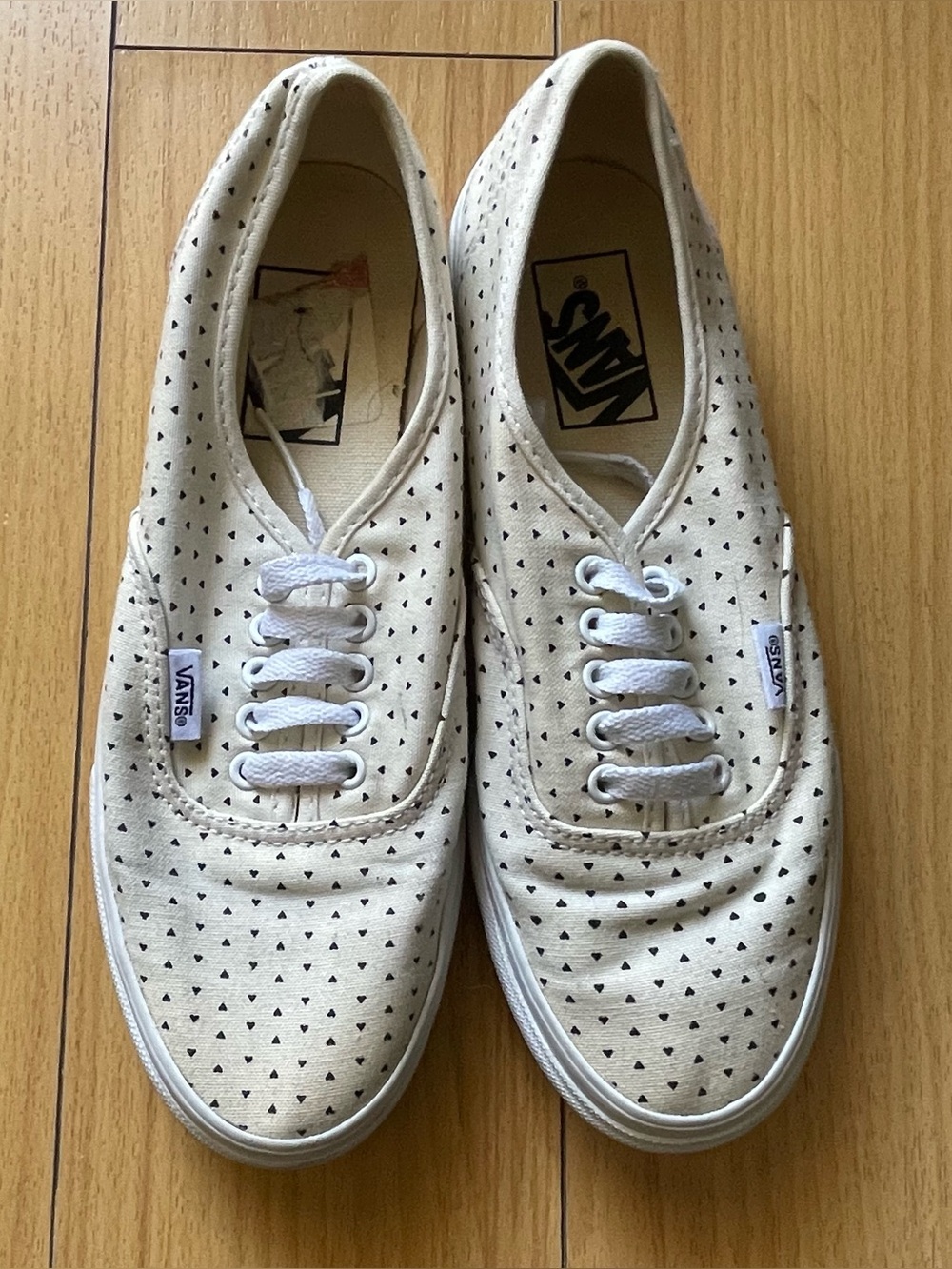 Vans Women’s Canvas Low-Top Sneakers with Little Black Hearts